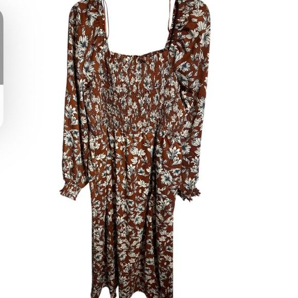 La Ligne Brown and White Floral Long Sleeve Dress - Picture 2 of 6